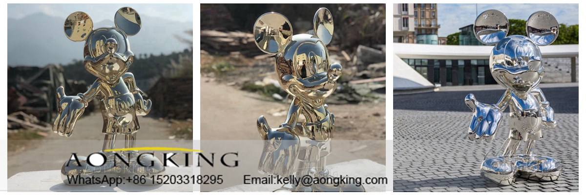Indoor Decoration Chrome Finish Mickey Mouse Statue H120cm
